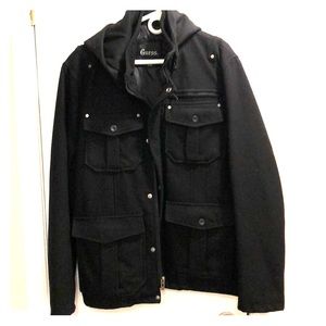 Guess Black zipper jacket with hood